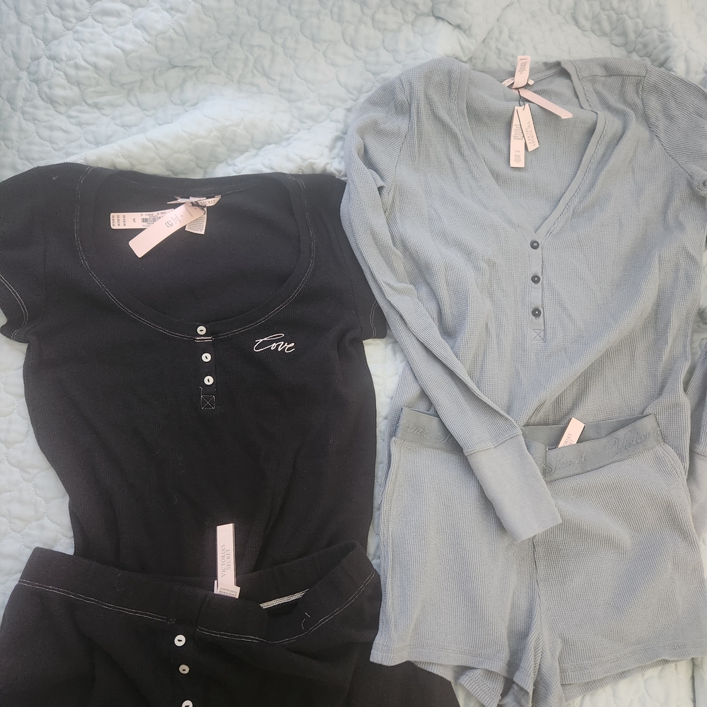 Victoria's Secret Black and Gray Pajama Set